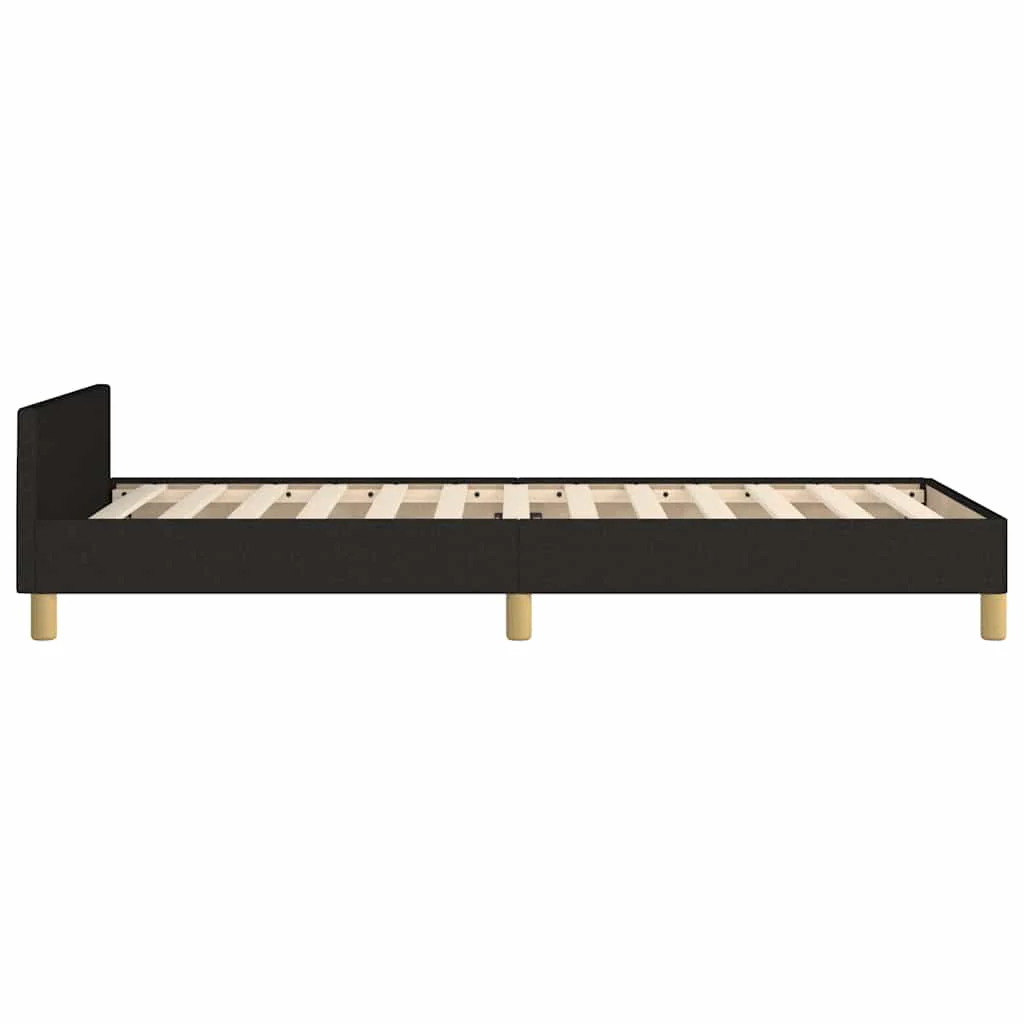 Sengeramme med hovedgærde uden madras Sort 90x190 cm Stof - Image 6