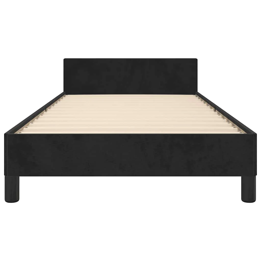 Sengeramme med hovedgærde uden madras Sort 90x200 cm Fløjl - Image 5