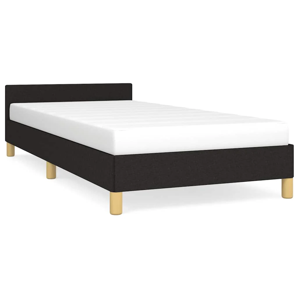 Sengeramme med hovedgærde uden madras Sort 90x200 cm Stof - Image 2
