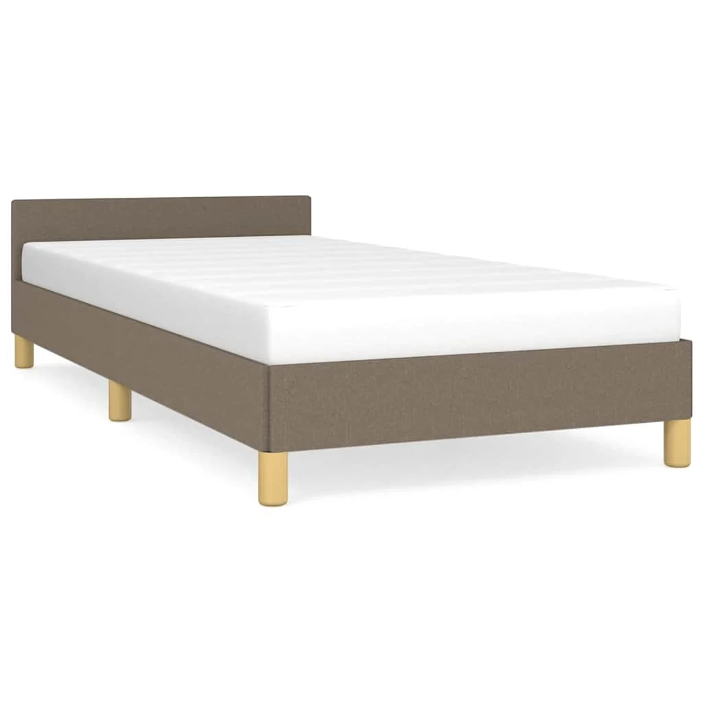 Sengeramme med hovedgærde uden madras Taupe 90x190 cm Stof - Image 2