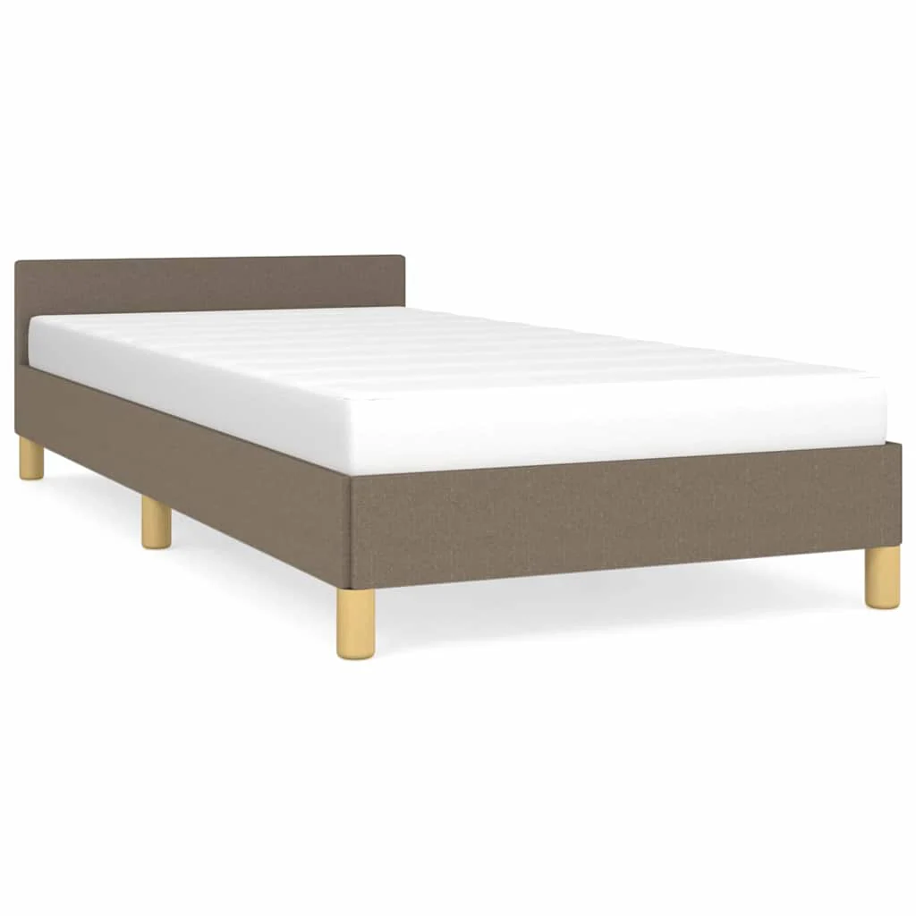 Sengeramme med hovedgærde uden madras Taupe 90x200 cm Stof - Image 2