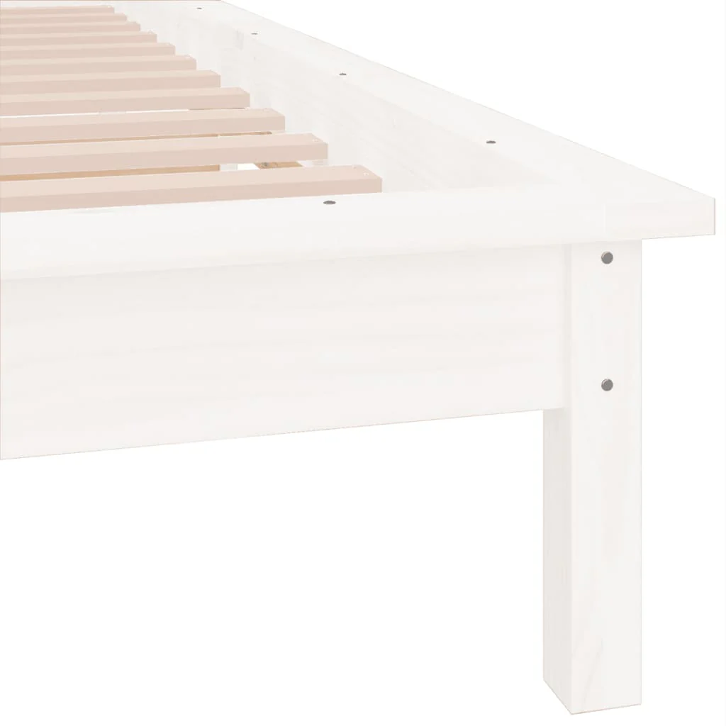 sengeramme med LED-lys 100x200 cm massivt træ hvid - Image 8