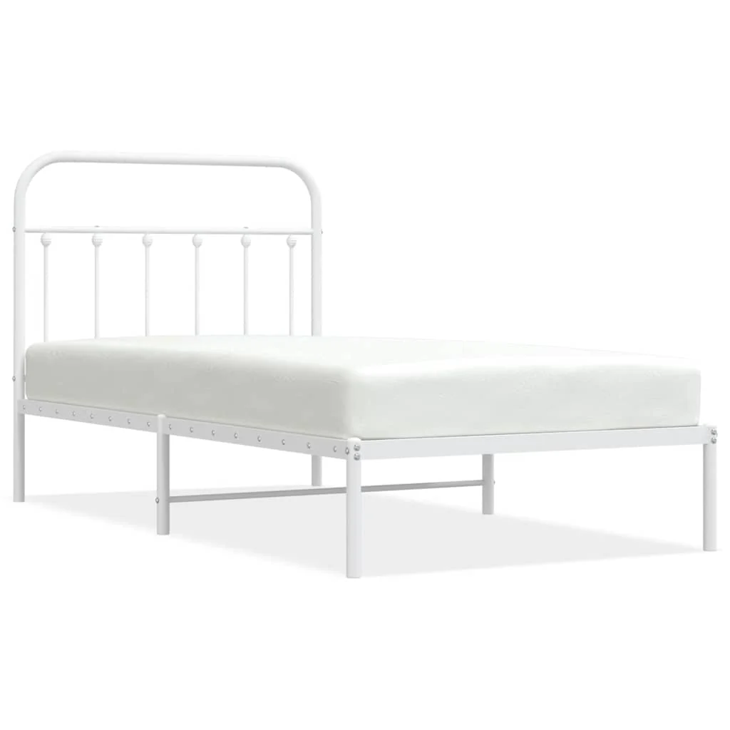 sengeramme med sengegavl 100x190 cm metal hvid - Image 2
