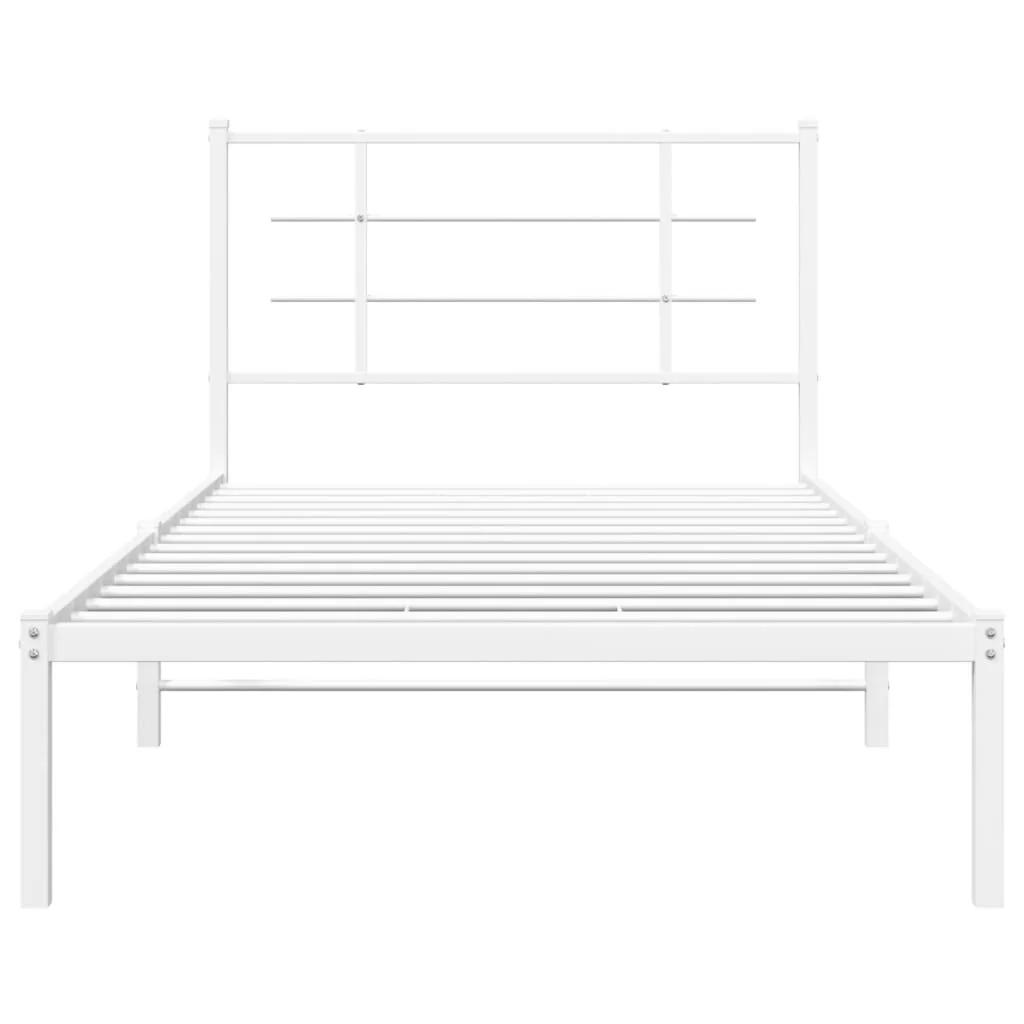 sengeramme med sengegavl 100x190 cm metal hvid - Image 5