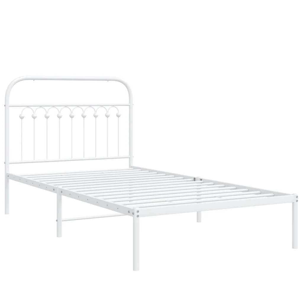 sengeramme med sengegavl 100x190 cm metal hvid - Image 3