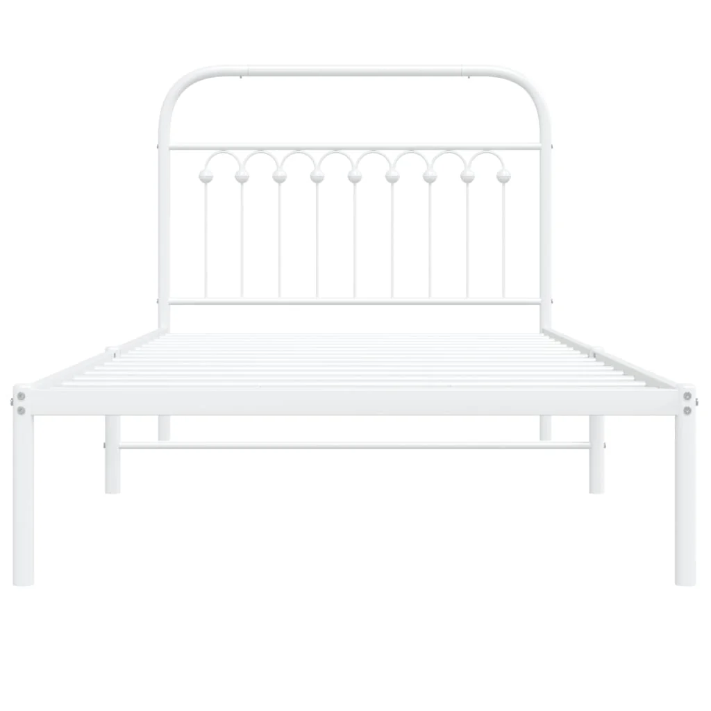 sengeramme med sengegavl 100x190 cm metal hvid - Image 4