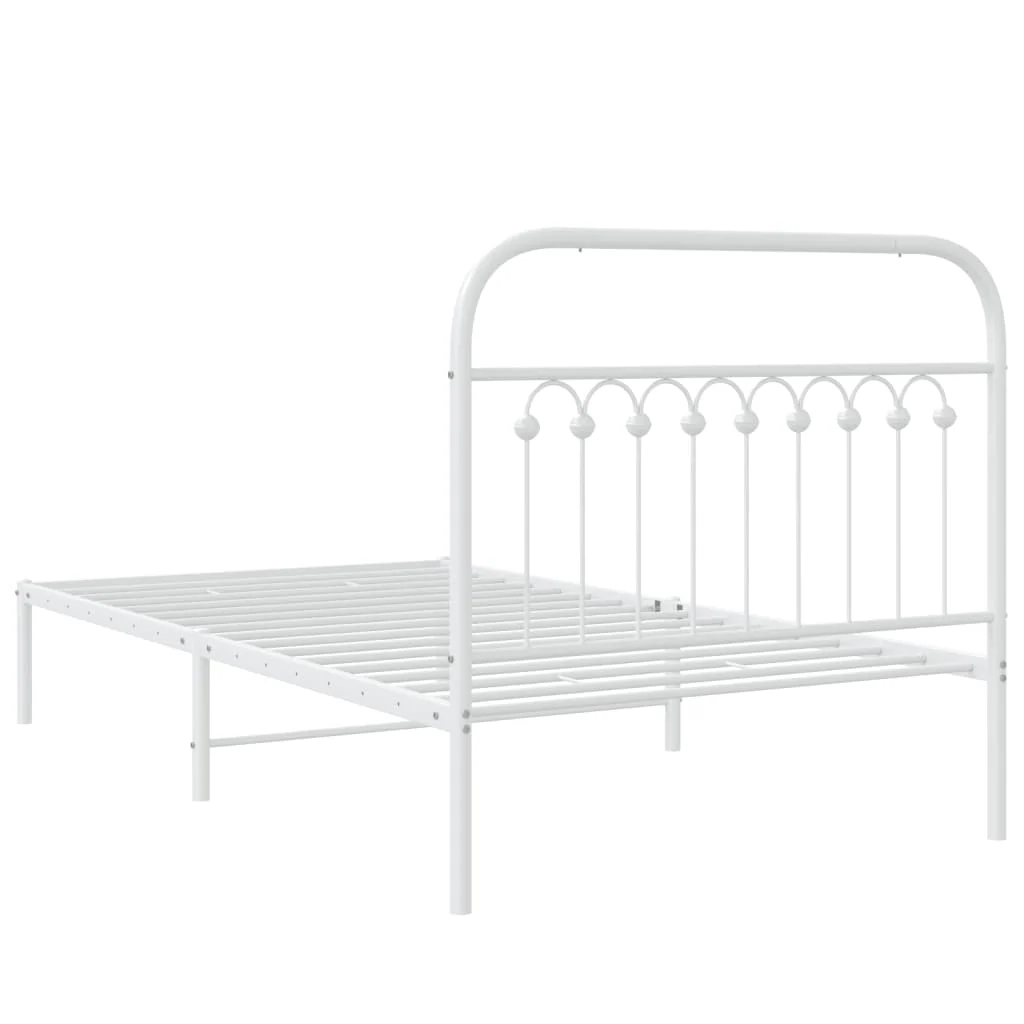 sengeramme med sengegavl 100x190 cm metal hvid - Image 6