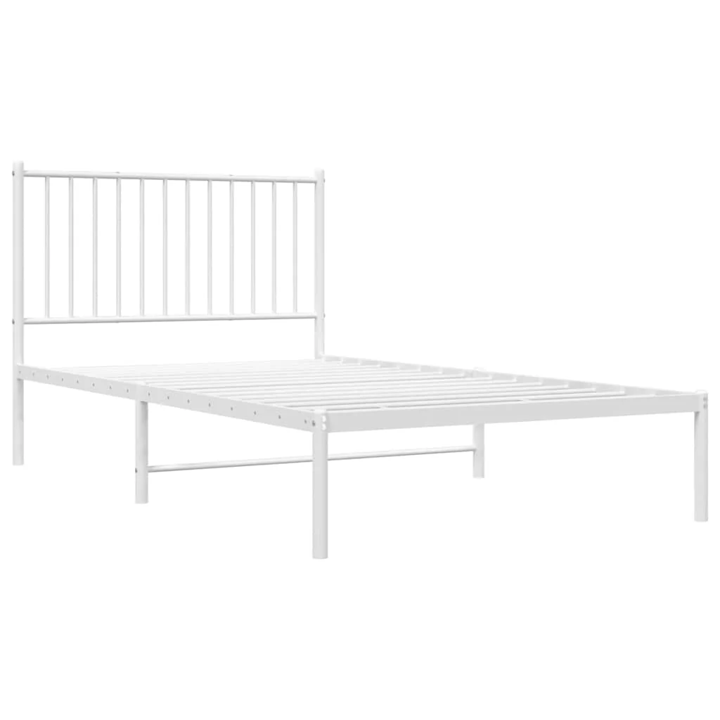 sengeramme med sengegavl 100x190 cm metal hvid - Image 4
