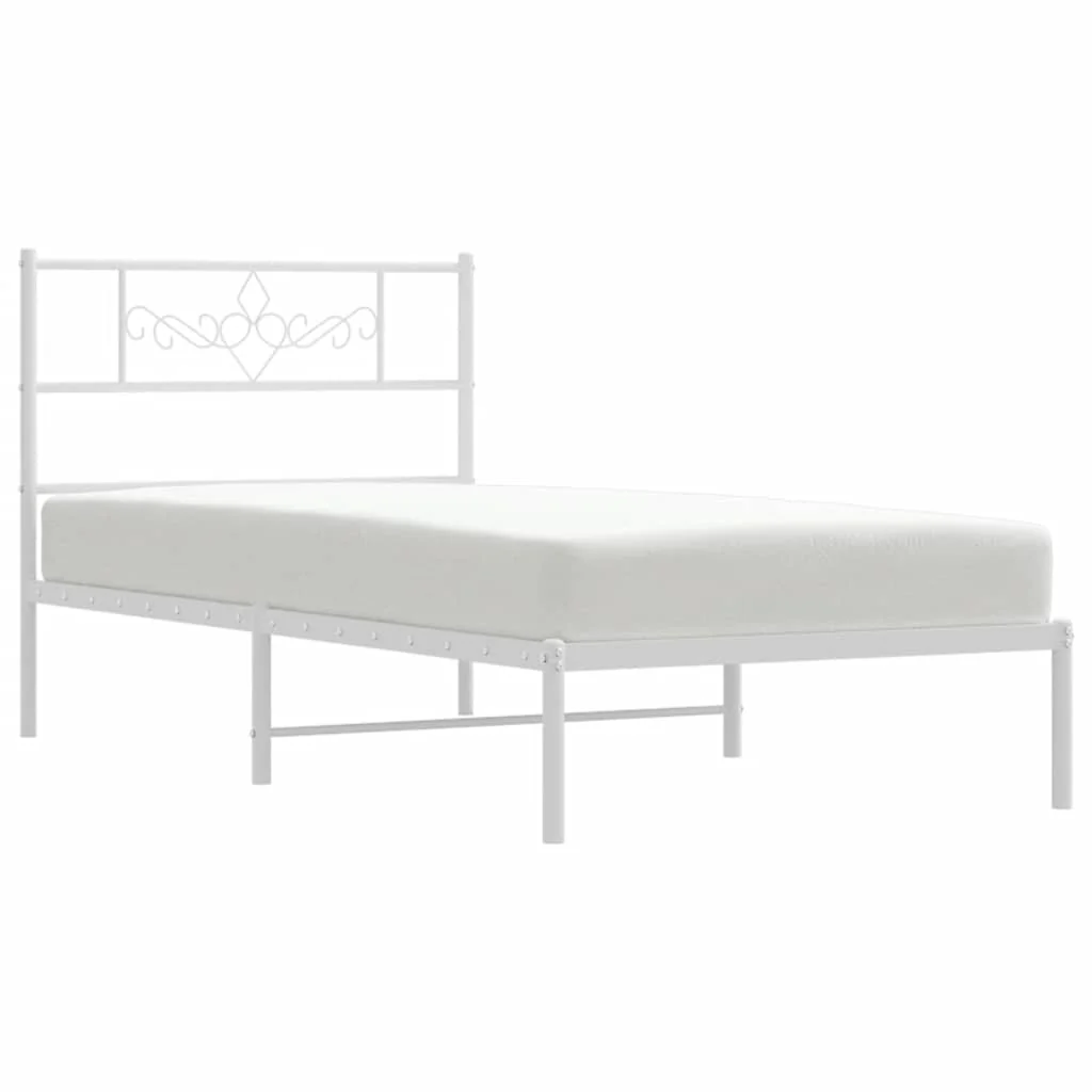 sengeramme med sengegavl 100x190 cm metal hvid - Image 4