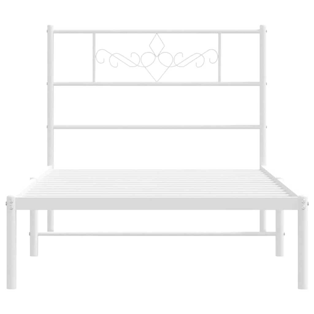 sengeramme med sengegavl 100x190 cm metal hvid - Image 6