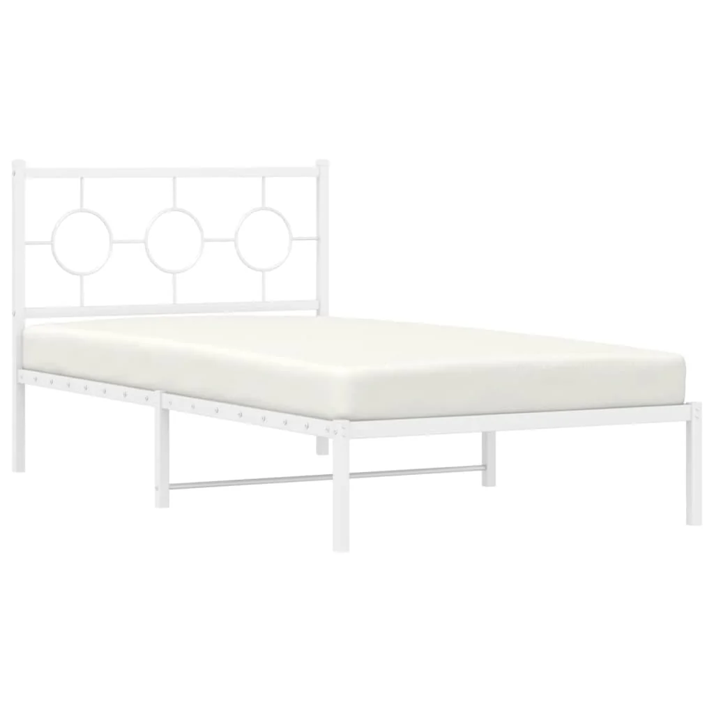 sengeramme med sengegavl 100x190 cm metal hvid - Image 4