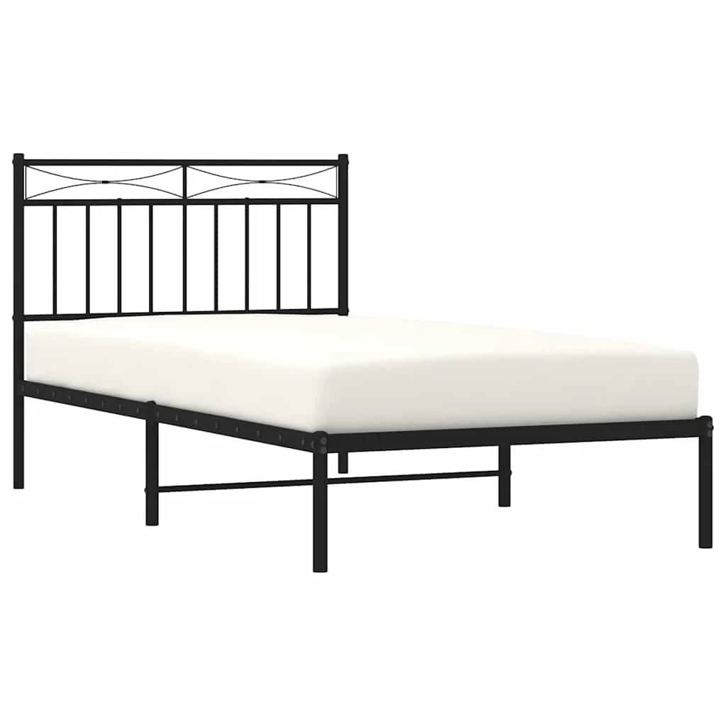 sengeramme med sengegavl 100x190 cm metal sort - Image 4