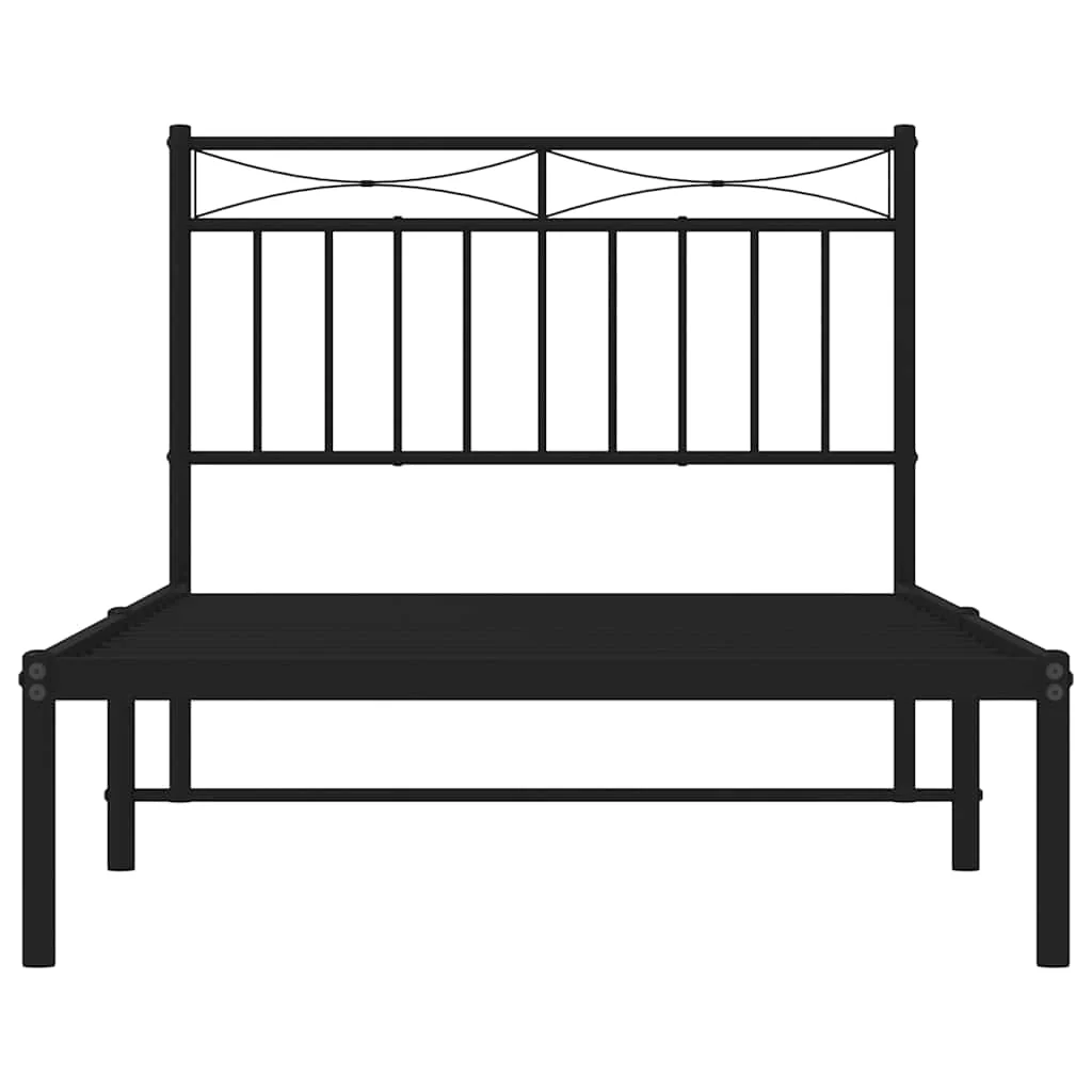 sengeramme med sengegavl 100x190 cm metal sort - Image 6