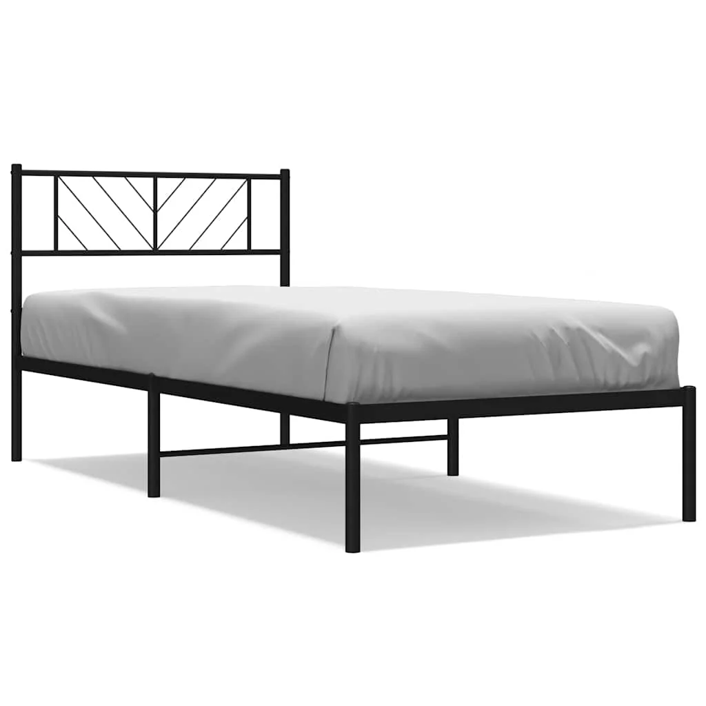 sengeramme med sengegavl 100x190 cm metal sort - Image 2