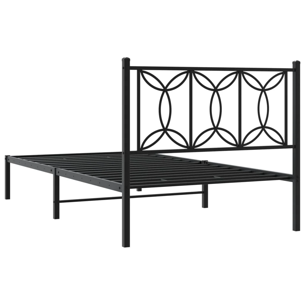 sengeramme med sengegavl 100x190 cm metal sort - Image 6