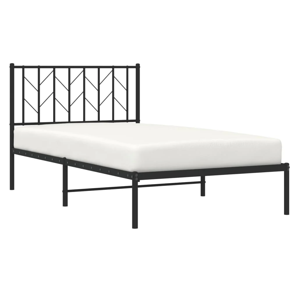 sengeramme med sengegavl 100x190 cm metal sort - Image 3