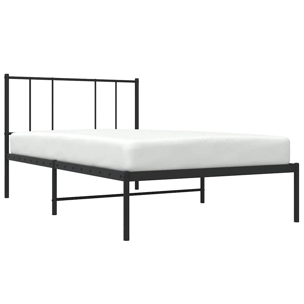 sengeramme med sengegavl 100x190 cm metal sort - Image 5