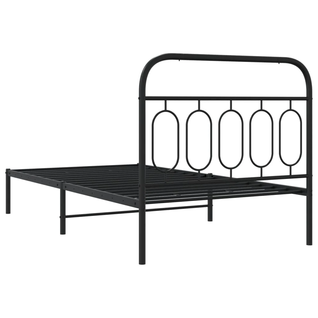 sengeramme med sengegavl 100x190 cm metal sort - Image 6
