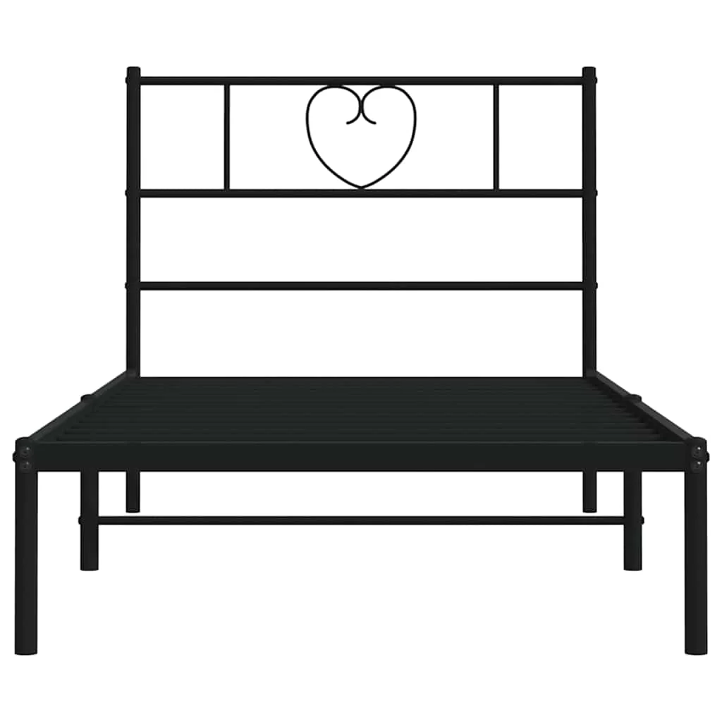 sengeramme med sengegavl 100x190 cm metal sort - Image 6