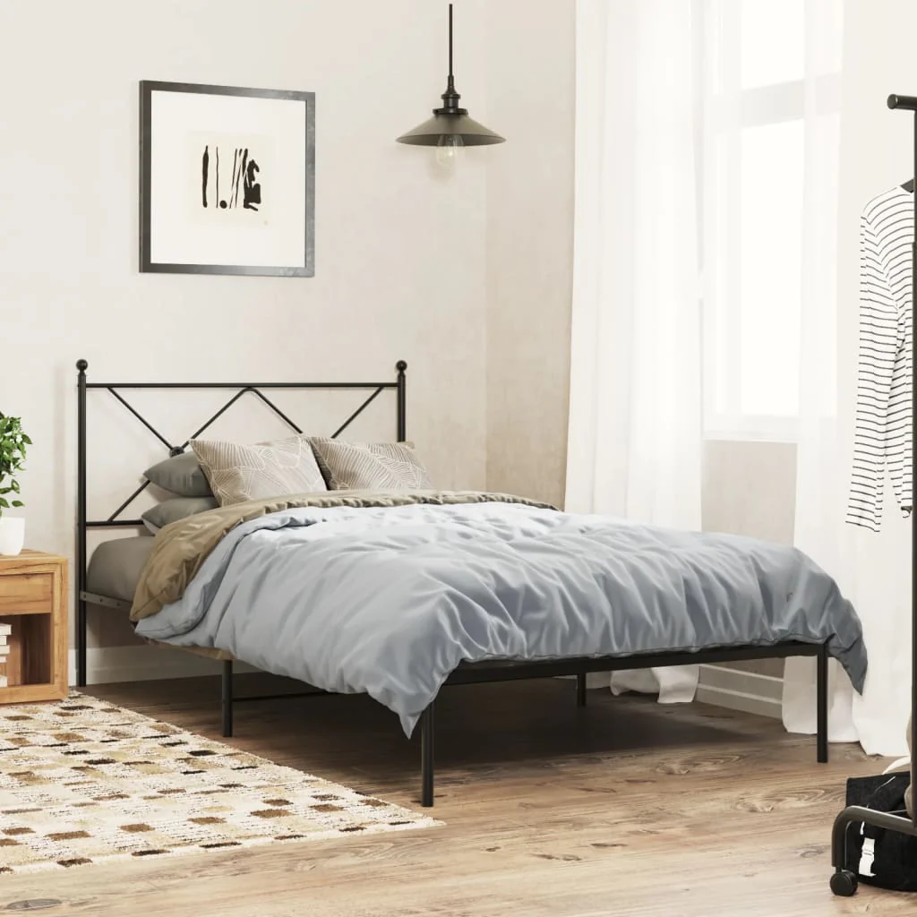sengeramme med sengegavl 100x190 cm metal sort