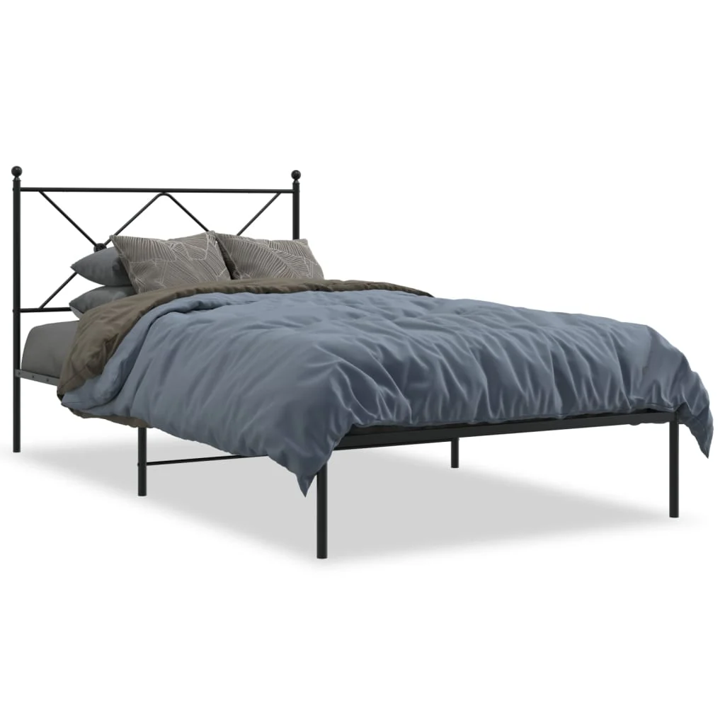 sengeramme med sengegavl 100x190 cm metal sort - Image 2