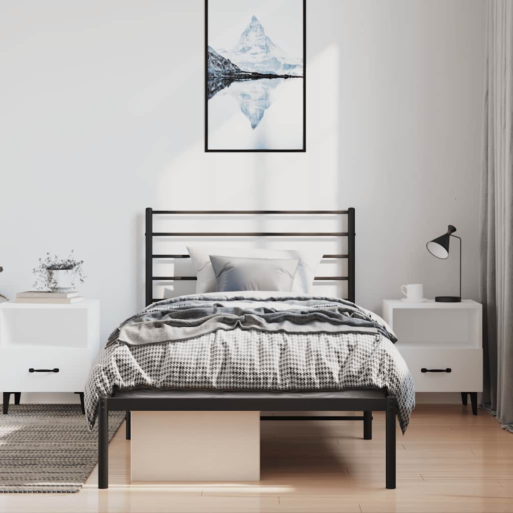 sengeramme med sengegavl 100x190 cm metal sort - Image 3