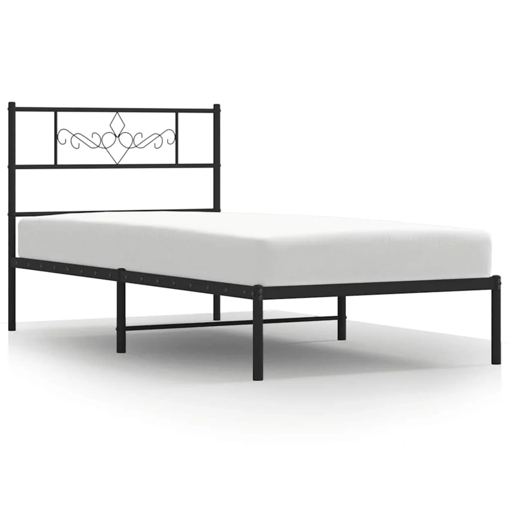sengeramme med sengegavl 100x190 cm metal sort - Image 2