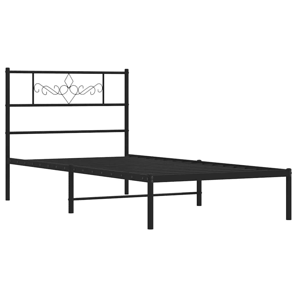 sengeramme med sengegavl 100x190 cm metal sort - Image 3