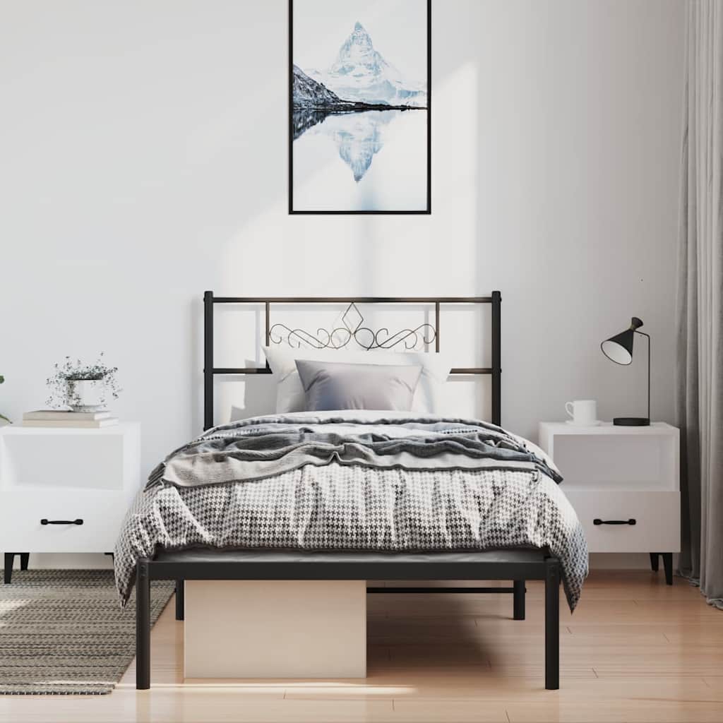 sengeramme med sengegavl 100x190 cm metal sort - Image 4