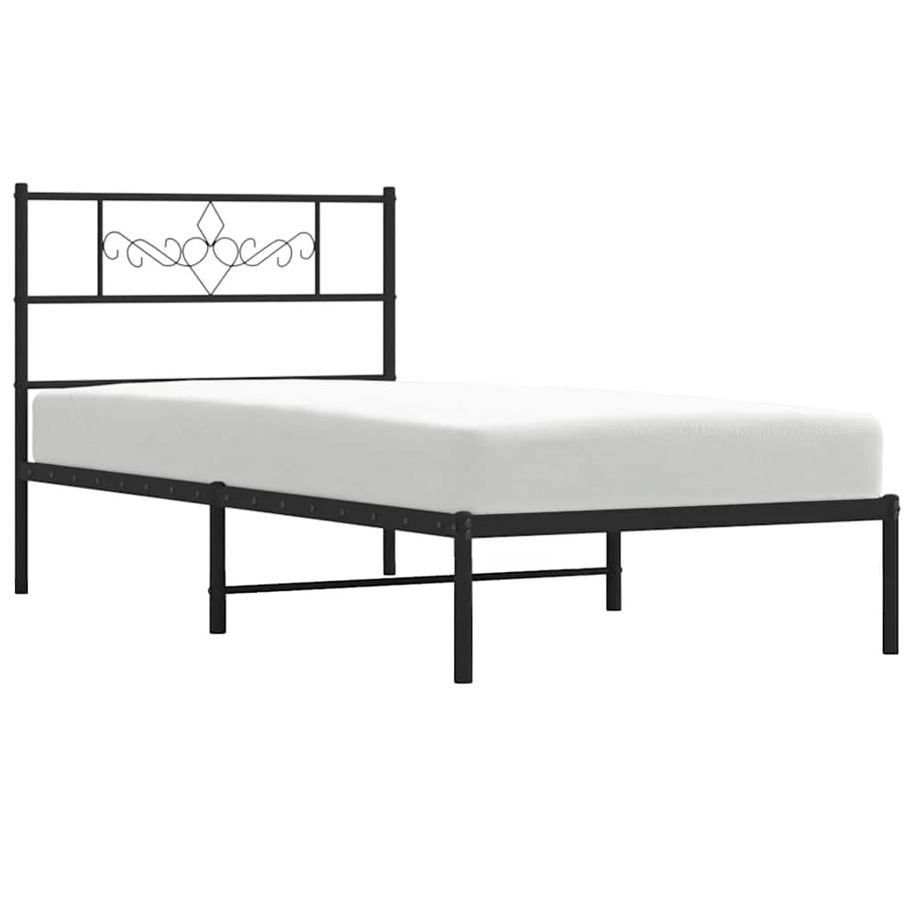 sengeramme med sengegavl 100x190 cm metal sort - Image 5