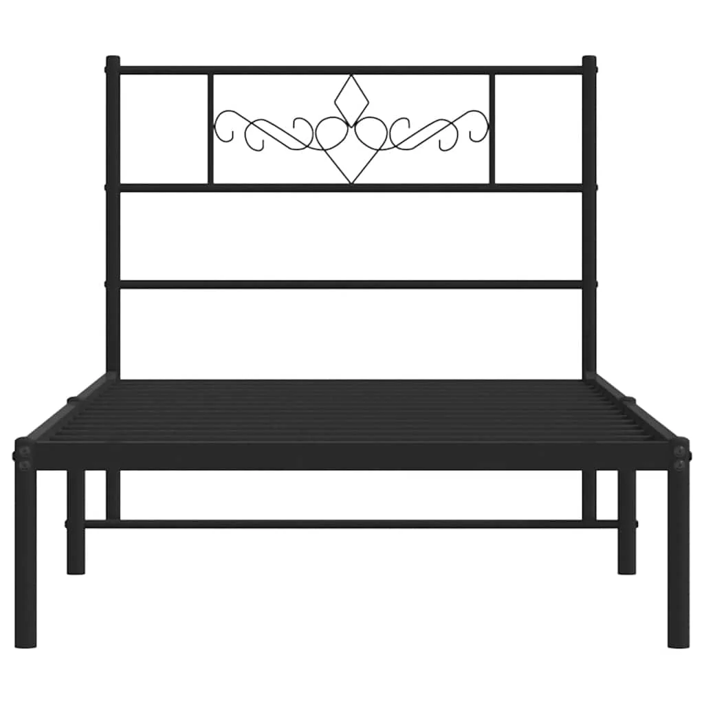 sengeramme med sengegavl 100x190 cm metal sort - Image 6