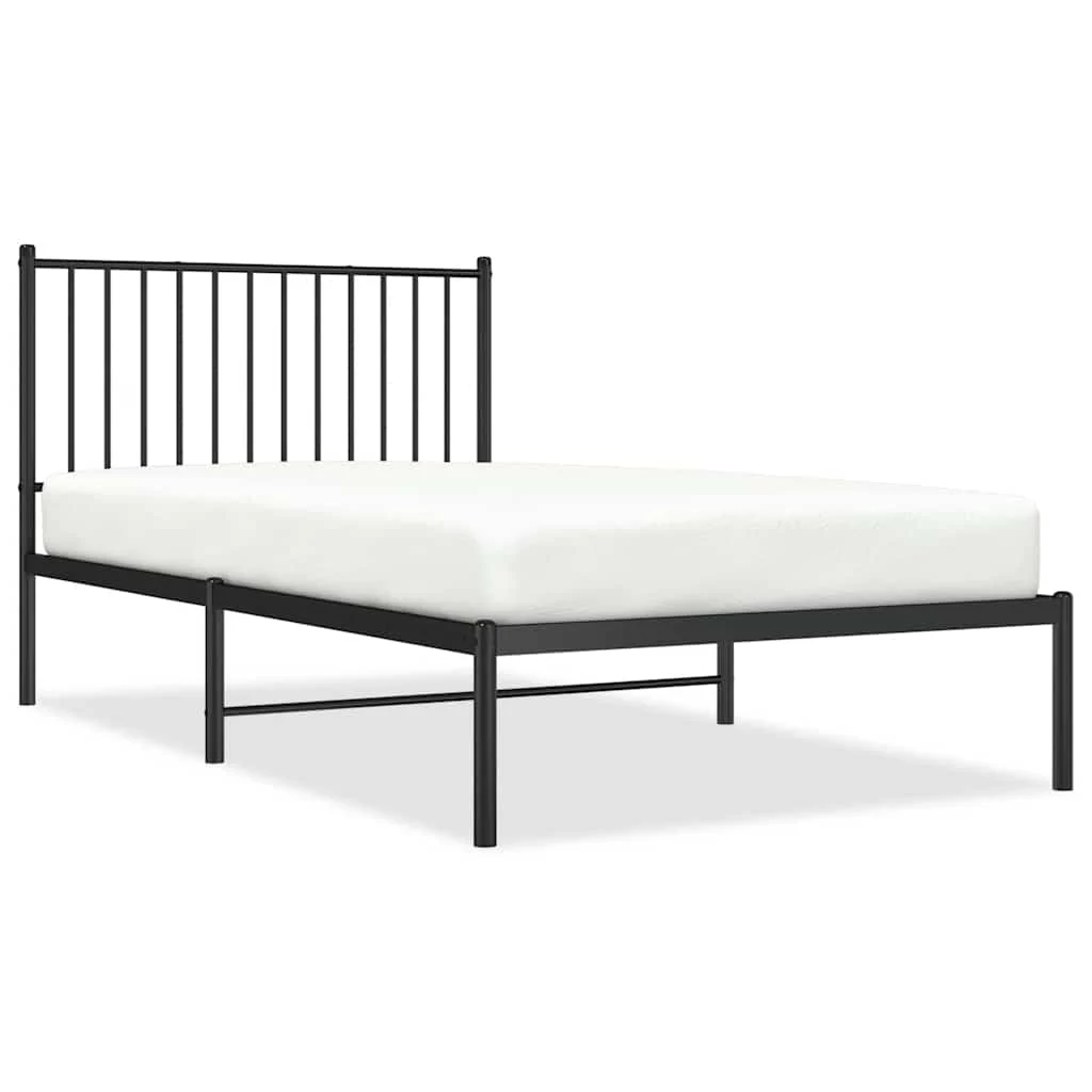 sengeramme med sengegavl 100x190 cm metal sort - Image 2