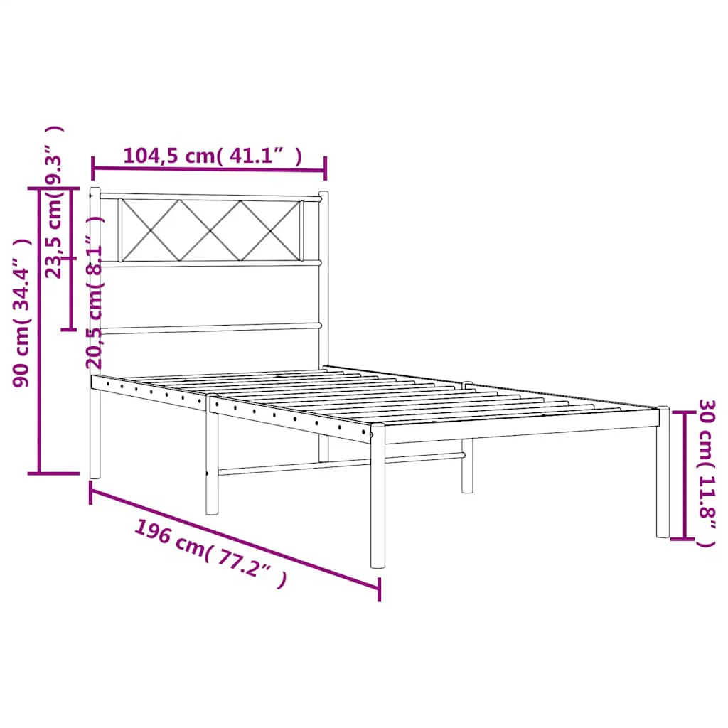 sengeramme med sengegavl 100x190 cm metal sort - Image 9