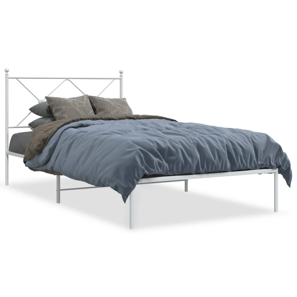 sengeramme med sengegavl 100x200 cm metal hvid - Image 2