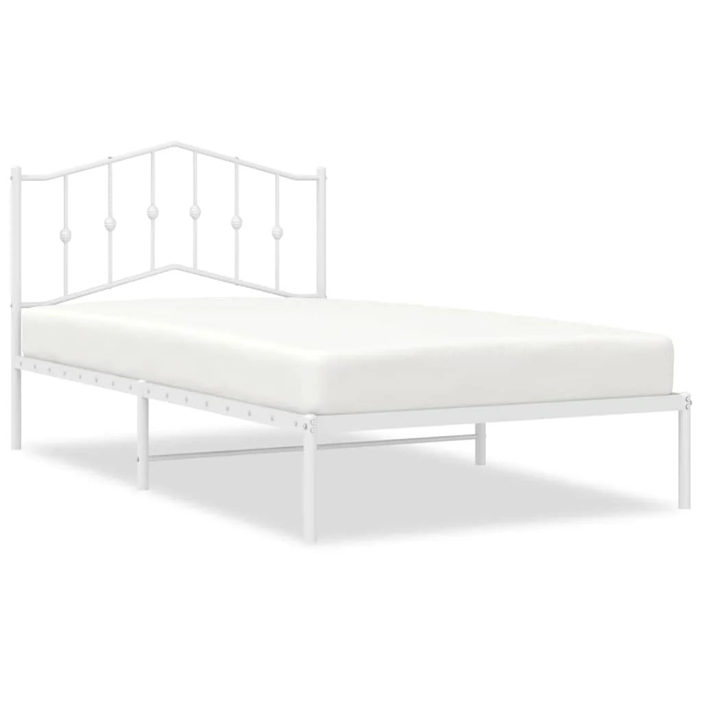 sengeramme med sengegavl 100x200 cm metal hvid - Image 2
