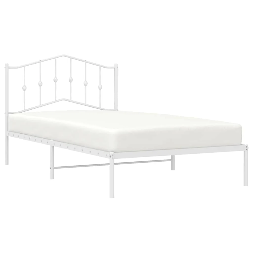 sengeramme med sengegavl 100x200 cm metal hvid - Image 4