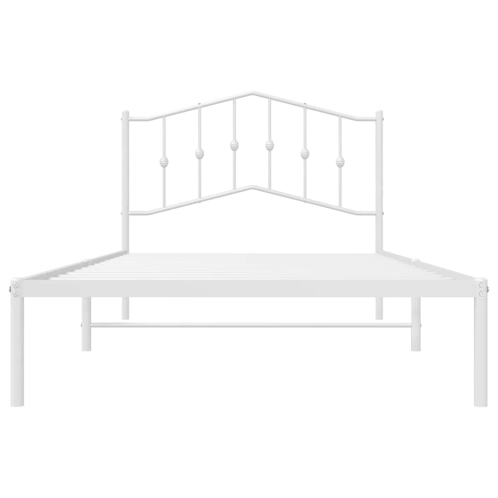 sengeramme med sengegavl 100x200 cm metal hvid - Image 6