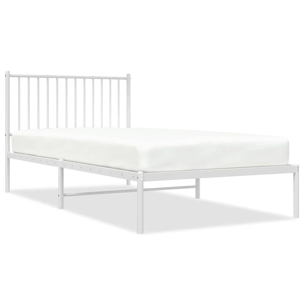 sengeramme med sengegavl 100x200 cm metal hvid - Image 2