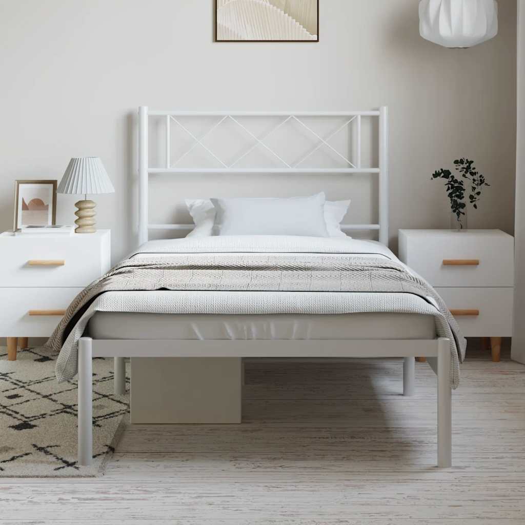 sengeramme med sengegavl 100x200 cm metal hvid - Image 3