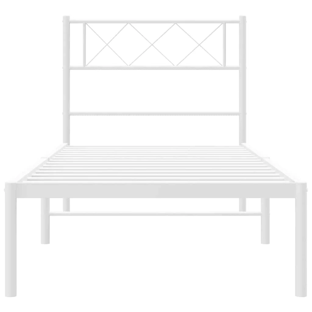 sengeramme med sengegavl 100x200 cm metal hvid - Image 6