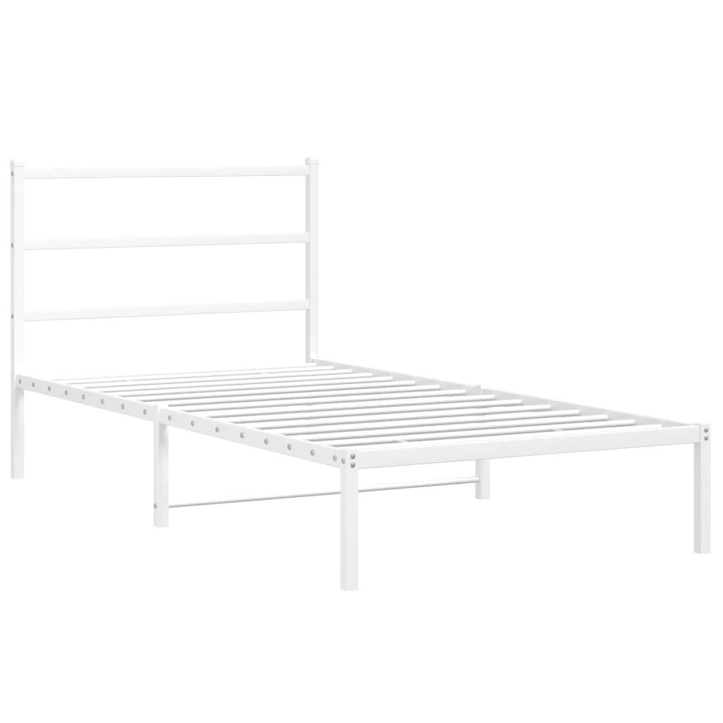 sengeramme med sengegavl 100x200 cm metal hvid - Image 3