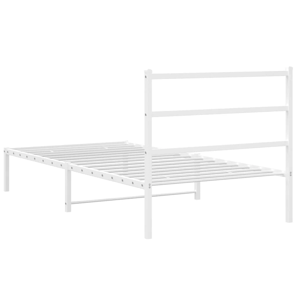 sengeramme med sengegavl 100x200 cm metal hvid - Image 7