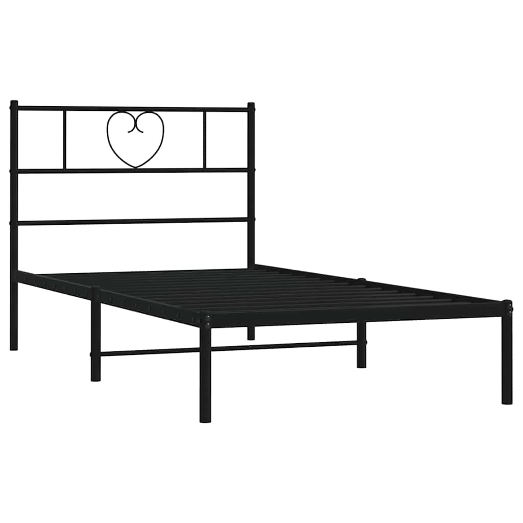 sengeramme med sengegavl 100x200 cm metal sort - Image 5