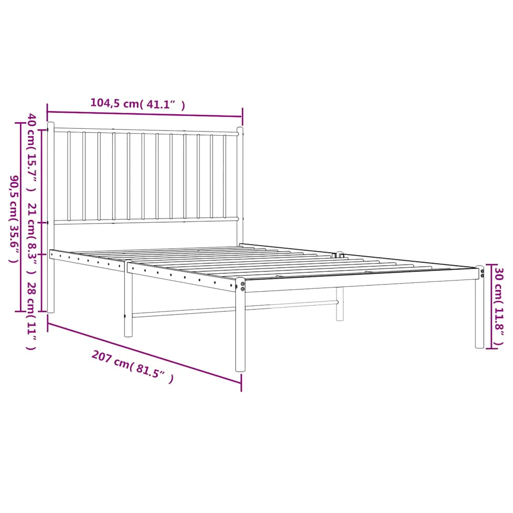 sengeramme med sengegavl 100x200 cm metal sort - Image 9