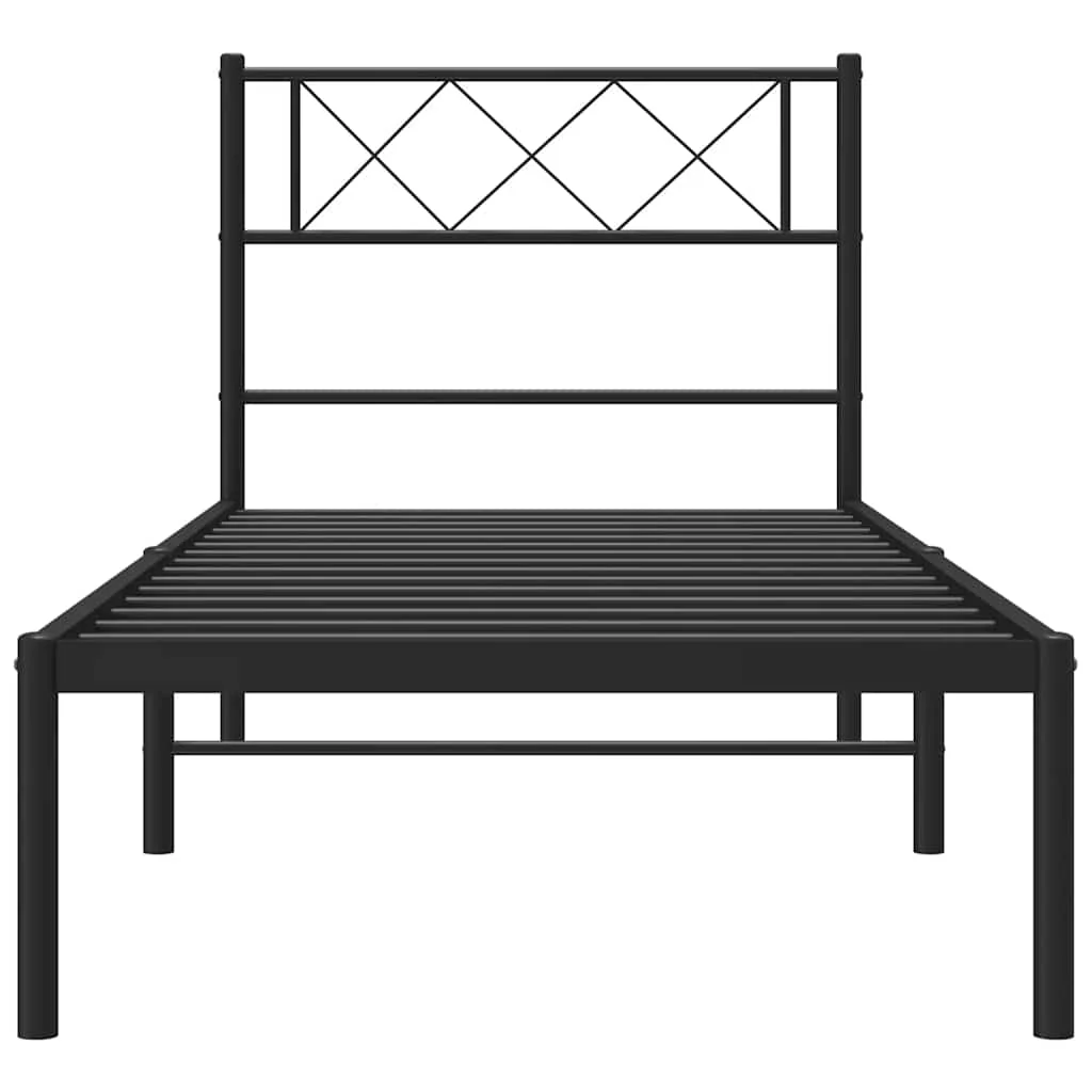 sengeramme med sengegavl 100x200 cm metal sort - Image 5