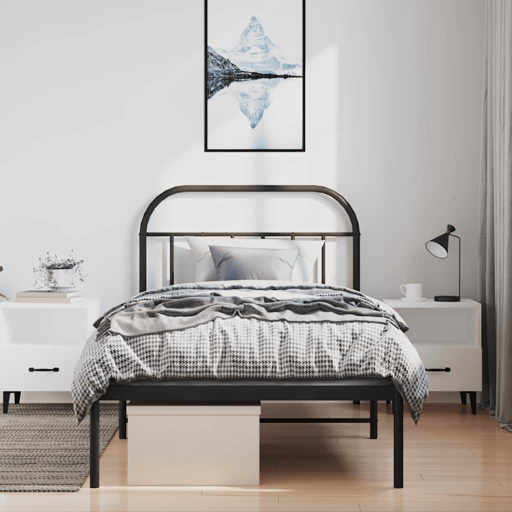 sengeramme med sengegavl 100x200 cm metal sort - Image 4