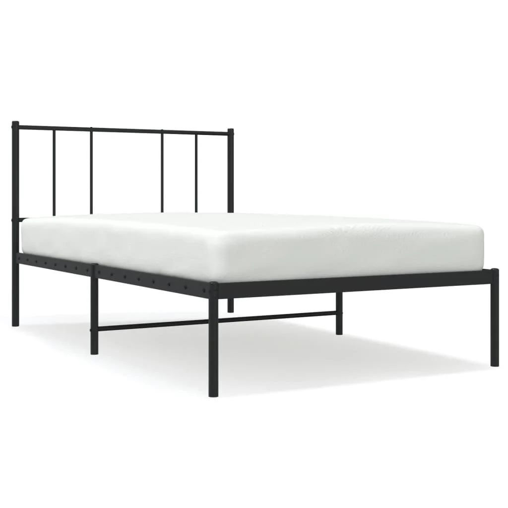 sengeramme med sengegavl 100x200 cm metal sort - Image 2