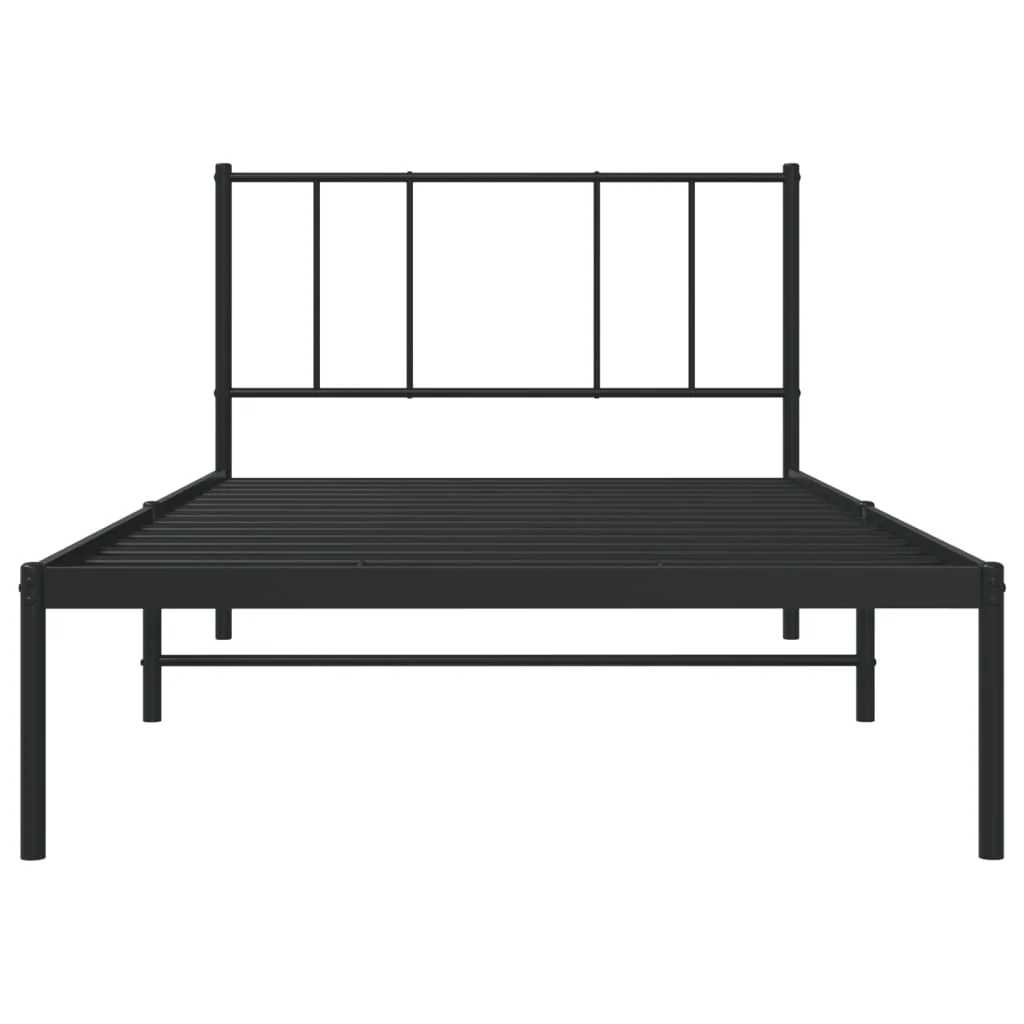 sengeramme med sengegavl 100x200 cm metal sort - Image 6