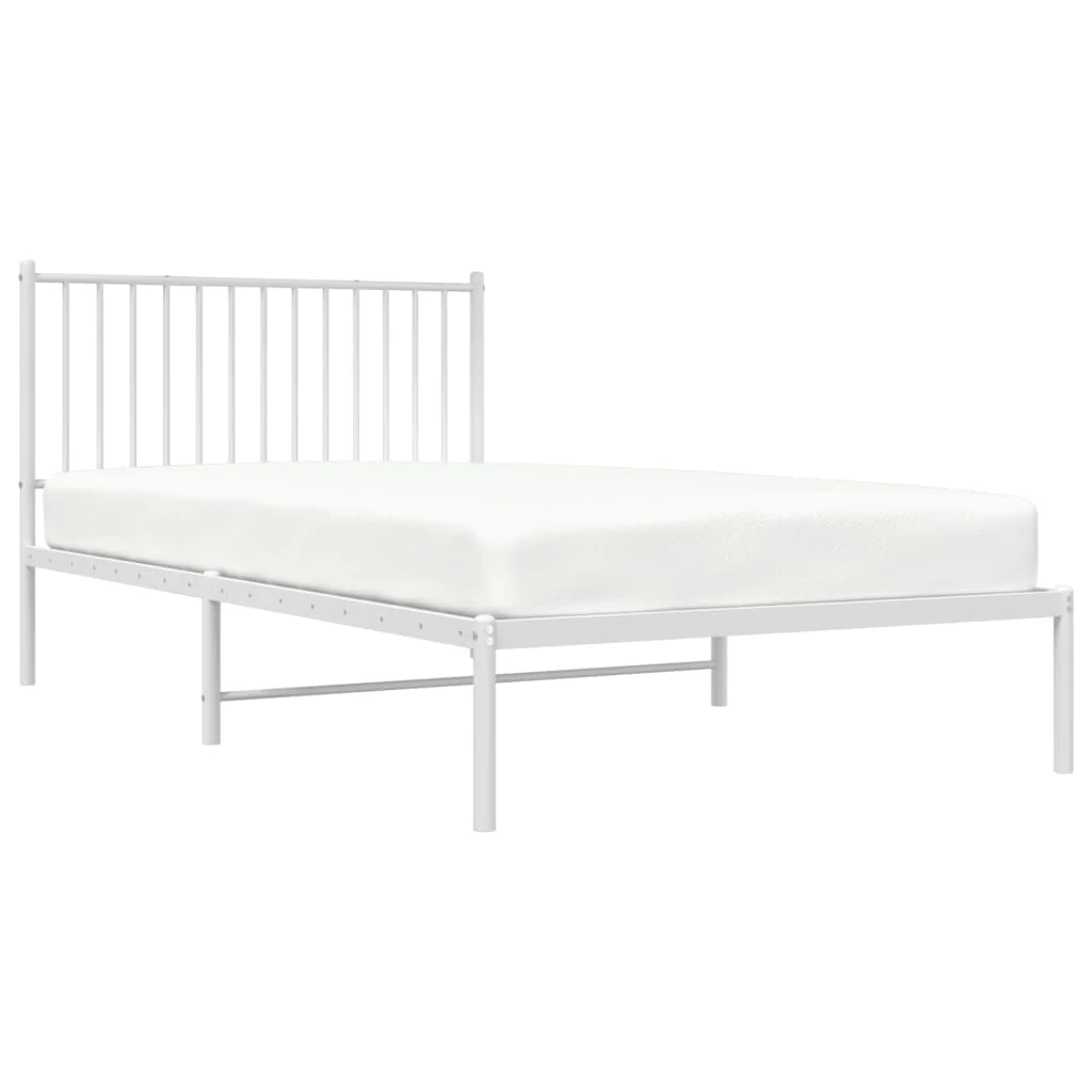 sengeramme med sengegavl 107x203 cm metal hvid - Image 4