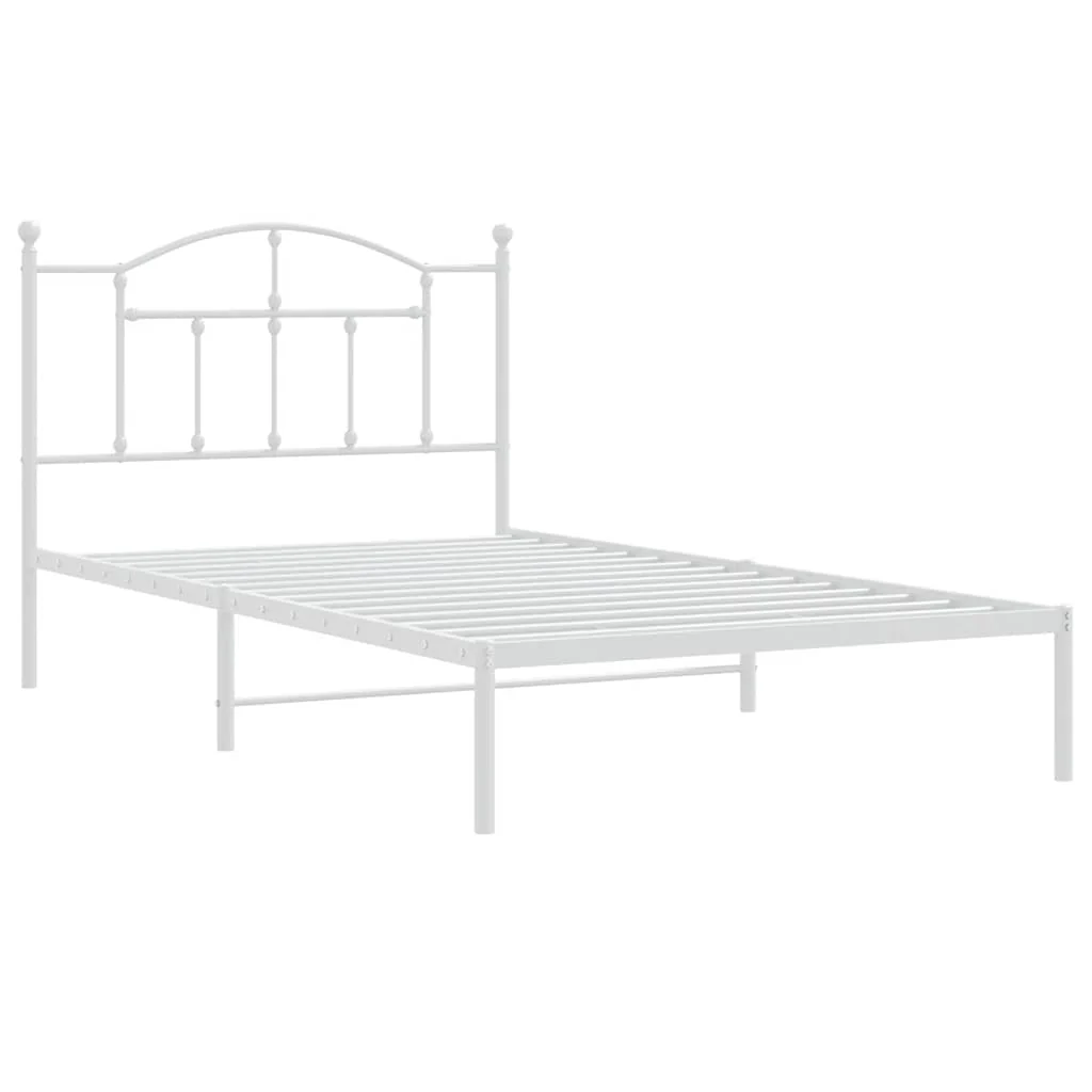 sengeramme med sengegavl 107x203 cm metal hvid - Image 3